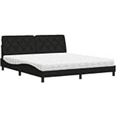 180 cm - 200 cm Sengepakker vidaXL Seng Med Madras 180x200 cm Stof Sort Sengesæt