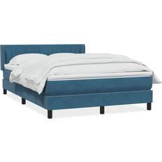 vidaXL Med Madras 140x220 cm Fløjl Mørkeblå Kontinentalseng