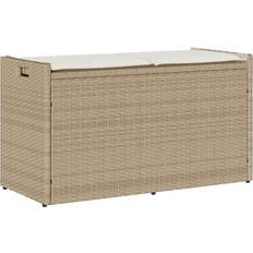 VidaXL Hyndebokse vidaXL Udendørs Opbevaringsbænk Med Hynde 100 cm Polyrattan Beige