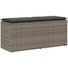 Konstrotting Trädgårdsbänkar vidaXL Med Dyna Grå 110x40x44 cm Trädgårdsbänk