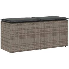 Synthetisch Riet Tuinbanken vidaXL Tuinbank Met Kussen 110 x 40 x 44 cm Poly Rattan Grijs