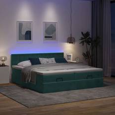 180 cm Sengepakker vidaXL Osmannisk Sengeramme Med Madrasser 180x200 cm Fløjl Mørkegrøn Sengesæt