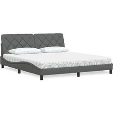 180 cm - 200 cm Sengepakker vidaXL Seng Med Madras 180x200 cm Stof Mørkegrå Sengesæt