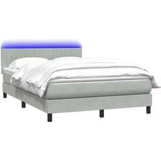 vidaXL Med Madras 140x220 cm Fløjl Lysegrå Kontinentalseng