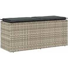 Synthetisch Riet Tuinbanken vidaXL Tuinbank Met Kussen 110 x 40 x 44 cm Poly Rattan Lichtgrijs