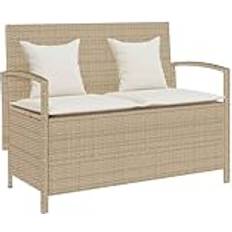 VidaXL Hyndeopbevaring & Havemøbelovertræk vidaXL Opbevaringsbænk Til Haven Med Hynde Polyrattan Beige