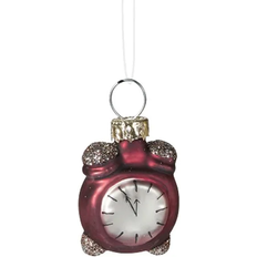 Alarm Clock Red/White/Glitter Juletræspynt 5.7cm