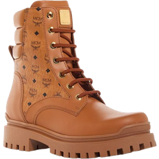 Leather Lace Boots MCM Visetos - Cognac