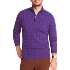 Club Room Men's Cable Knit Quarter-Zip Cotton Sweater - Concord Crush