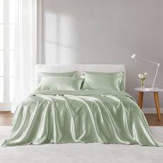 Textiles Madison Park Essentials Satin Luxury Bed Sheet Green (274.3x259.1cm)