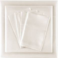 Textiles Madison Park Essentials Satin Luxury 6 Pc Split King Bed Sheet White (203.2x99.1cm)