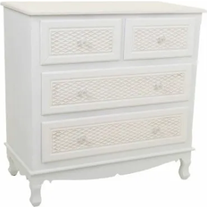 Pines Chest of Drawers Alexandra House Living Metal Pine Wood White/Cream Chest of Drawer 80x81cm