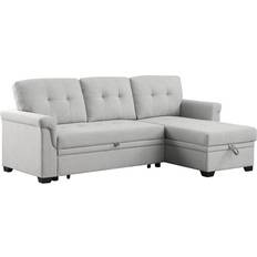 Sofa bed with storage Lilola Home Lucca Sleeper Sectional Light Gray Sofa 84" 3 Seater