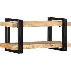 Irons Wall Shelves vidaXL 70 x 33 x 35 cm Solid Rough Wood Mango Wall Shelf 110cm