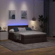 vidaXL Osmannisk Sengeramme Med Madras 140x200 cm Stof Mørkebrun Sengesæt
