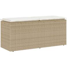Konstrotting Trädgårdsbänkar vidaXL Med Dyna Beige 110x40x44 cm Trädgårdsbänk
