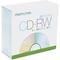 Memorex Cd-Rw Discs 700Mb 80Min 4X W Slim Jewel Cases 10 Pack