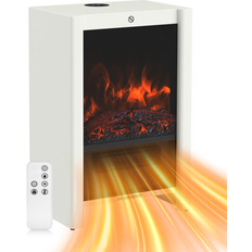 Ebern Designs Electric Fireplace w/ Heater & Fireplace (standing Fireplace) Electric Fireplace w/ Led Fire, Fan Heater Wayfair White (22" H X 14.8" W X 10" D)
