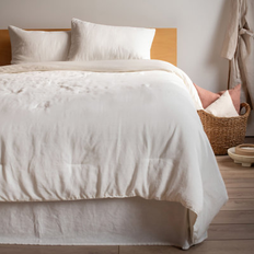 Valance Sheets BOKSER HOME French Linen Bedskirt King in Cream Valance Sheet White (203.2x)