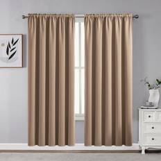 Curtains & Accessories CUCRAF Khaki Blackout Curtains 72 inch Length Set of 2