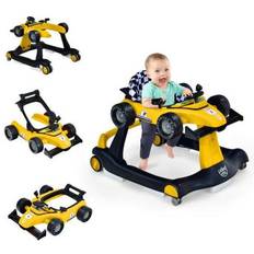 Baby Walker Wagons Costway 4-in-1 Baby Push Walker Adjustable Height Yellow