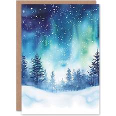 Rectangular Cards & Invitations ARTERY8 Aurora Borealis Magical Snowy Winter Christmas Card