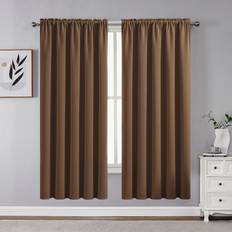 Curtains & Accessories CUCRAF Brown Blackout Curtains 63 Inch Length 2 Panels Set