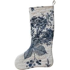 Cotton Stockings Creative Co-Op White and Blue Quilted Cotton Printed Stocking