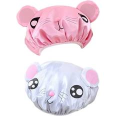 Pink Hair Care Qiditong Cartoon Rat Double Layer Shower Bath 2pcs