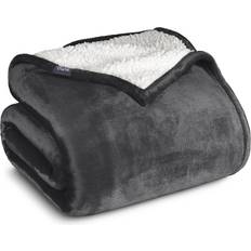 Bare Home Sherpa Blankets Grey (228.6x228.6cm)