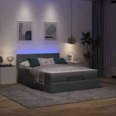 vidaXL Cama Otomana Con Colchón Gris Oscuro 140x190 cm Tela