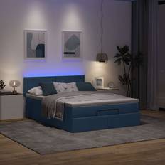 vidaXL Osmannisk Sengeramme Med Madras 140x200 cm Stof Blå Sengesæt