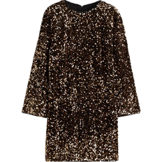 H&M Sequined A Line Dress - Brown/Goldcolored