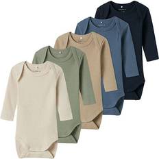 Name It Rib L/S Body 5-pack - China Blue (13243390)