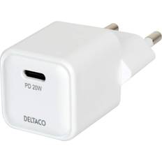 Deltaco 20W verkkovirtalaturi, USB-C PD, valkoinen