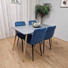 Dining sets for 4 Kosy Koala Wooden Grey/Blue Dining Set 70x120cm 5pcs