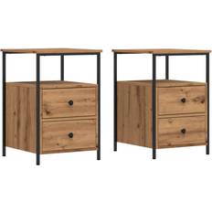 vidaXL 857261 Artisan Oak Bedside Table 35.5x34cm 2pcs