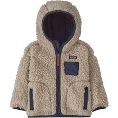 Natur Barneklær Patagonia Baby Retro-X Fleece Hoody - Natural w/New Navy (61400)