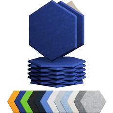 ACO Amantech 12 Pack Acoustic Panels Self Adhesive Sound Proof Foam, High Density Sound Acoustic Panel, 12X10.23X0.4 Inch Hexagon Panels in Home, Office, Reccording Room, Studio,and more(Telecom Blue)