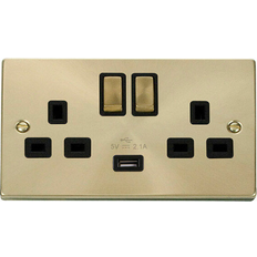 SE Home Twin Double Switched Plug Socket 2-way