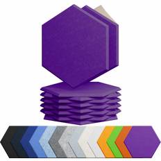 ACO Amantech 12 Pack Acoustic Panels Self Adhesive Sound Proof Foam, High Density Sound Acoustic Panel, 12X10.23X0.4 Inch Hexagon Panels in Home, Office, Reccording Room, Studio,and more(Violet)