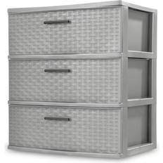 3 drawer plastic storage Sterilite 3-Drawer Wide Weave Tower Storage Box