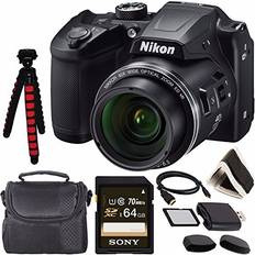 Nikon Black Compact Cameras Nikon COOLPIX B500 Digital Camera (Black) 26506 64GB UHS-I SDXC Memory Card (Class 10) Flexible 12" Tripod Small Soft Carrying Case HDMI Cable Card Reader Memory Card Wallet Bundle