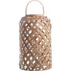 Beige Lanterns Zodax Samar Flatcore Rattan Decorative 24.0 H x 14.5 W x 14.5 D Lantern