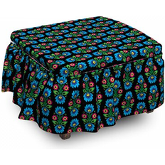 Textiles Ambesonne Traditional Polish Flower Ottoman Slipcover 16.0 H x 38.0 W x 0.1 D Loose Covers Black, Green, Blue, Pink, Red