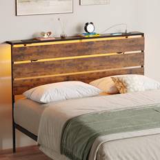 Headboards Tatub LED Wooden with 2 Charging Outlets Headboard