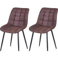 MCC Direct Faux Matte Suede Brown Kitchen Chair 85cm 2pcs