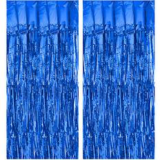 Blue Doorway Party Curtains Uxcell 2 Pcs Blue Foil Curtain Backdrop 3.3ft x 8.2ft