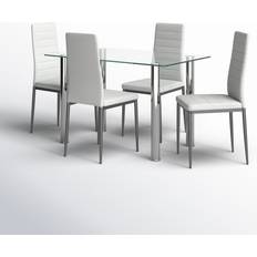 Glasses - Rectangle Dining Sets Wade Logan Fernandes Transparent/White Dining Set 27.6x43.3" 5pcs