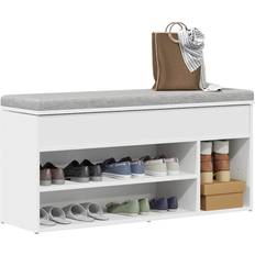 vidaXL Skobänk Vit 102 x 30,5 x 45 cm Skoställ